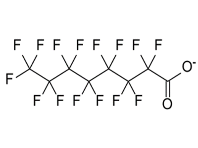 PFOA(PerFluoroOctanoic acid)の構造式